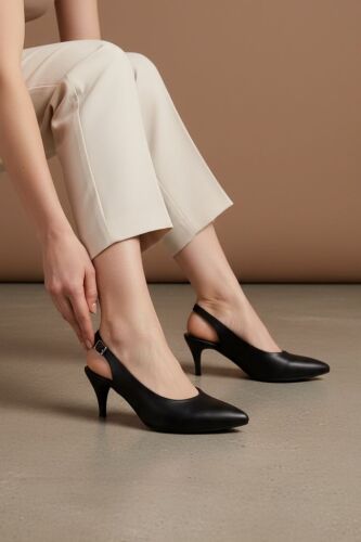Fitbas 111215 014 Kadın Siyah Mat Büyük Küçük Numara Stiletto